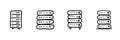 Server Rack Line Icon Set In Doodle Style. Data Storage, Network Management, And It Infrastructure Outline Sketch Royalty Free Stock Photo