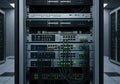 A server rack in a modern data center features multiple Royalty Free Stock Photo