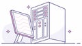Server Rack and Monitor Setup for Data Center Operations, vector design Generative AI Royalty Free Stock Photo