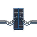 Server Rack Illustration with Cables Royalty Free Stock Photo