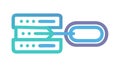 Server Rack with Outgoing Chain Icon, Data Transfer & Cloud Link, vector design Generative AI Royalty Free Stock Photo
