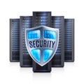 Server Rack Security Shield Realistic Illustration Royalty Free Stock Photo