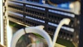 Server rack showing an Ethernet patch panel with connected cables for data network Royalty Free Stock Photo