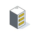 Server rack or tower. Unit of Data Center. Technology isometric outline object. Vector Illustration. 3d Icon. Royalty Free Stock Photo