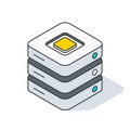 Server rack or tower. Unit of Data Center. Technology isometric outline object. Vector Illustration. 3d Icon. Royalty Free Stock Photo