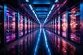 Server racks in computer network security server room, futuristic data center, AI Generated Royalty Free Stock Photo