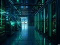 Server racks in computer network security server room data center. AI generative Royalty Free Stock Photo