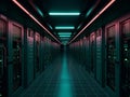 Server racks in computer network security server room data center. AI generative Royalty Free Stock Photo