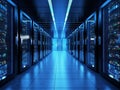 Server racks in computer network security server room data center. AI generative Royalty Free Stock Photo