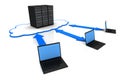Server Racks with computing clouds. Storage concept. Royalty Free Stock Photo