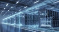 Data Center Servers with Glowing Data Streams Royalty Free Stock Photo