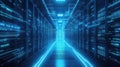 Server racks in data center with data flowing Royalty Free Stock Photo