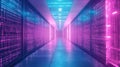 Server racks in data center with glowing lines Royalty Free Stock Photo
