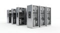 Server Racks in Data Center with White Background for Technology Infrastructure and Storage Capacity Expansion Project Royalty Free Stock Photo