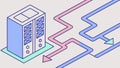 Server Racks with Data Flow Visualization. IT, Networking, and Digital Infrastructure, vector design Generative AI Royalty Free Stock Photo