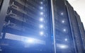 Server Racks In Empty Secure Computer Data Centre Royalty Free Stock Photo