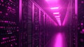 Server racks with glowing digital data flow. Big data network processing and storage Royalty Free Stock Photo