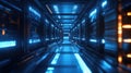 Server room corridor showing futuristic data center technology Royalty Free Stock Photo