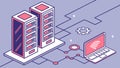 Server racks linked to laptop, enabling remote data access, vector design Generative AI Royalty Free Stock Photo