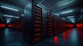 Server racks in a modern data center, network, technology, and storage infrastructure. information technology cloud computing Royalty Free Stock Photo
