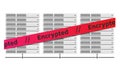 Server racks. Red ribbon message Encrypted. Virus Erebus.