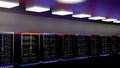 Server room data center. Backup, mining, hosting, mainframe, farm and computer rack with storage information. 3d render Royalty Free Stock Photo