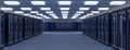 Server room data center. Datacenter hardware cluster. Backup, hosting, mainframe, farm rack with storage information. Royalty Free Stock Photo
