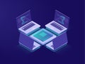 Server room, artificial intelligence, big data processing, online banking operations, data encryption, network Royalty Free Stock Photo
