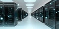 Server room center exchanging cyber datas 3D rendering Royalty Free Stock Photo