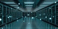 Server room center exchanging cyber datas 3D rendering Royalty Free Stock Photo
