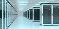 Server room center exchanging cyber datas 3D rendering Royalty Free Stock Photo