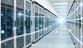 Server room center exchanging cyber datas 3D rendering Royalty Free Stock Photo