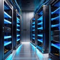 server room, computers, data center, 3d image, computer hosting Royalty Free Stock Photo