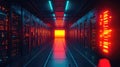 Server room corridor with big data processing future Royalty Free Stock Photo