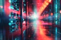 Server room, Data Center. Big Data Storage. cloud computing technology. Neural network ai generated Royalty Free Stock Photo
