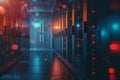 Server room, Data Center. Big Data Storage. cloud computing technology. Neural network ai generated Royalty Free Stock Photo