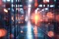 Server room, Data Center. Big Data Storage. cloud computing technology. Neural network ai generated Royalty Free Stock Photo