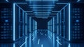 Server Room Data Center Blue Neon Lit Network Infrastructure Royalty Free Stock Photo