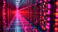 Server room data center corridor with glowing light Royalty Free Stock Photo