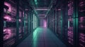 server room in data center full of telecommunication equipment, big data storage and cloud hosting technology ,Generative AI Royalty Free Stock Photo