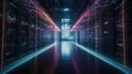 server room in data center full of telecommunication equipment, big data storage and cloud hosting technology ,Generative AI Royalty Free Stock Photo