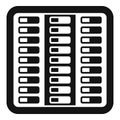Server room data center icon showing hosting and databases