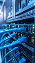Server Room Data Center with Network Cables and Hardware Royalty Free Stock Photo