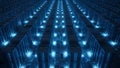 Server Room Data Center Rows Blue Lights Technology Digital Network Futuristic Infrastructure Royalty Free Stock Photo