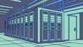 Server room with data racks, digital infrastructure, technological core, vector design Generative AI Royalty Free Stock Photo