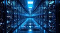 A server room filled with rows upon rows of powerful computers representing the immense data processing capabilities