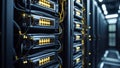 Server room hardware equipment for data storage and digital infrastructure solutions Royalty Free Stock Photo