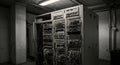 Server Room Infrastructure with Network Cables and Equipment in Monochrome Royalty Free Stock Photo