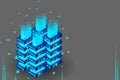 Server room isometric, Cloud storage data, Data center, Big data processing and computing technology Royalty Free Stock Photo