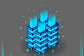 Server room isometric, Cloud storage data, Data center, Big data processing and computing technology Royalty Free Stock Photo
